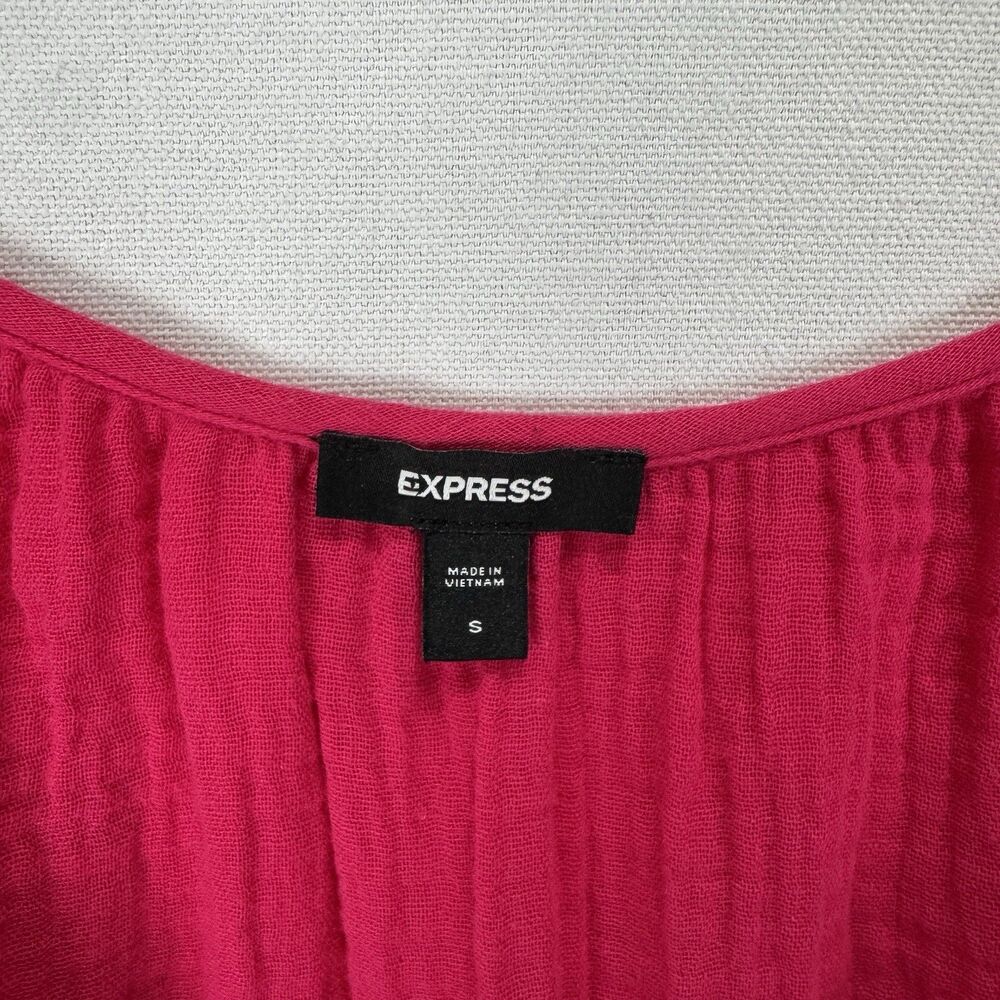 Express Dress Womens Small Pink Gauzy 100% Cotton Beachy Boho‎ Coastal Resort - Picture 10 of 14